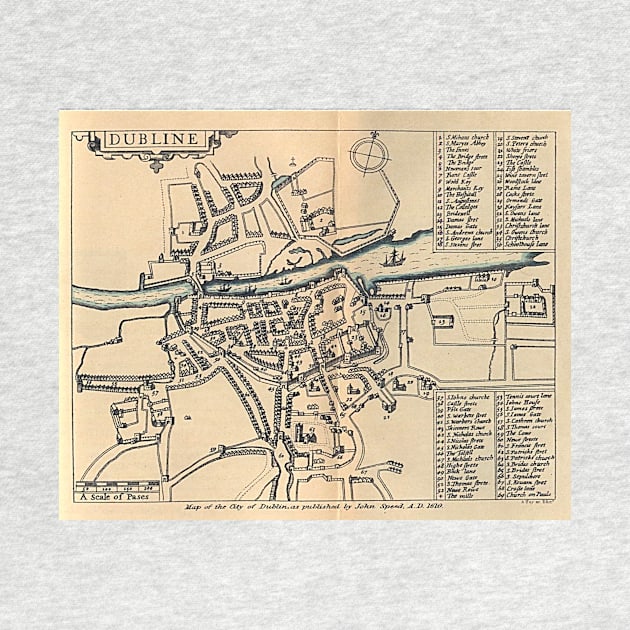 Vintage Map of Dublin Ireland (1610) by Bravuramedia